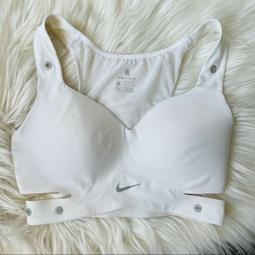 Nike sports bra lightly padded wrap white dri fit size small